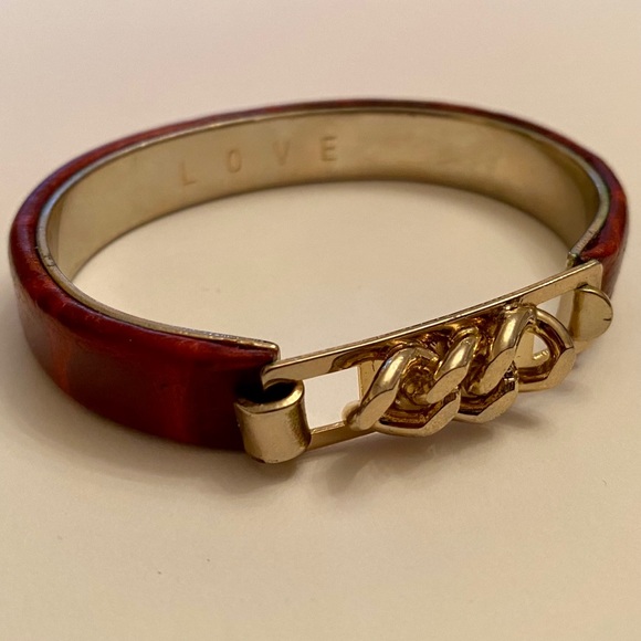 Alligator Mock Croc Gold chain Bangle Bracelet - Picture 4 of 11